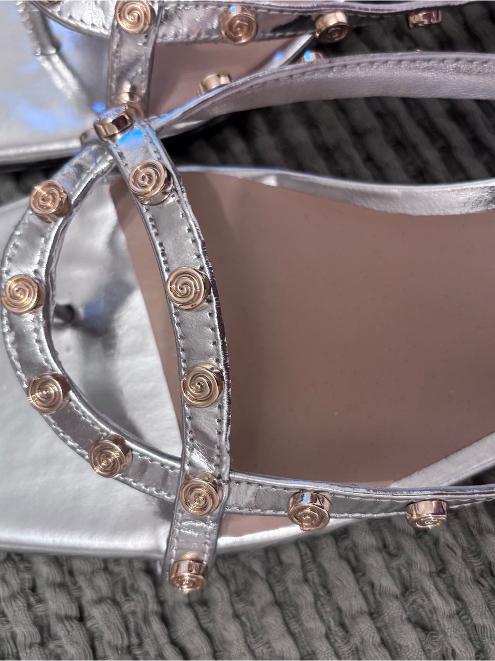 Antonio Melani x M.Gemi Silver Embellished Heeled Sandals Size 10 - Picture 6 of 7